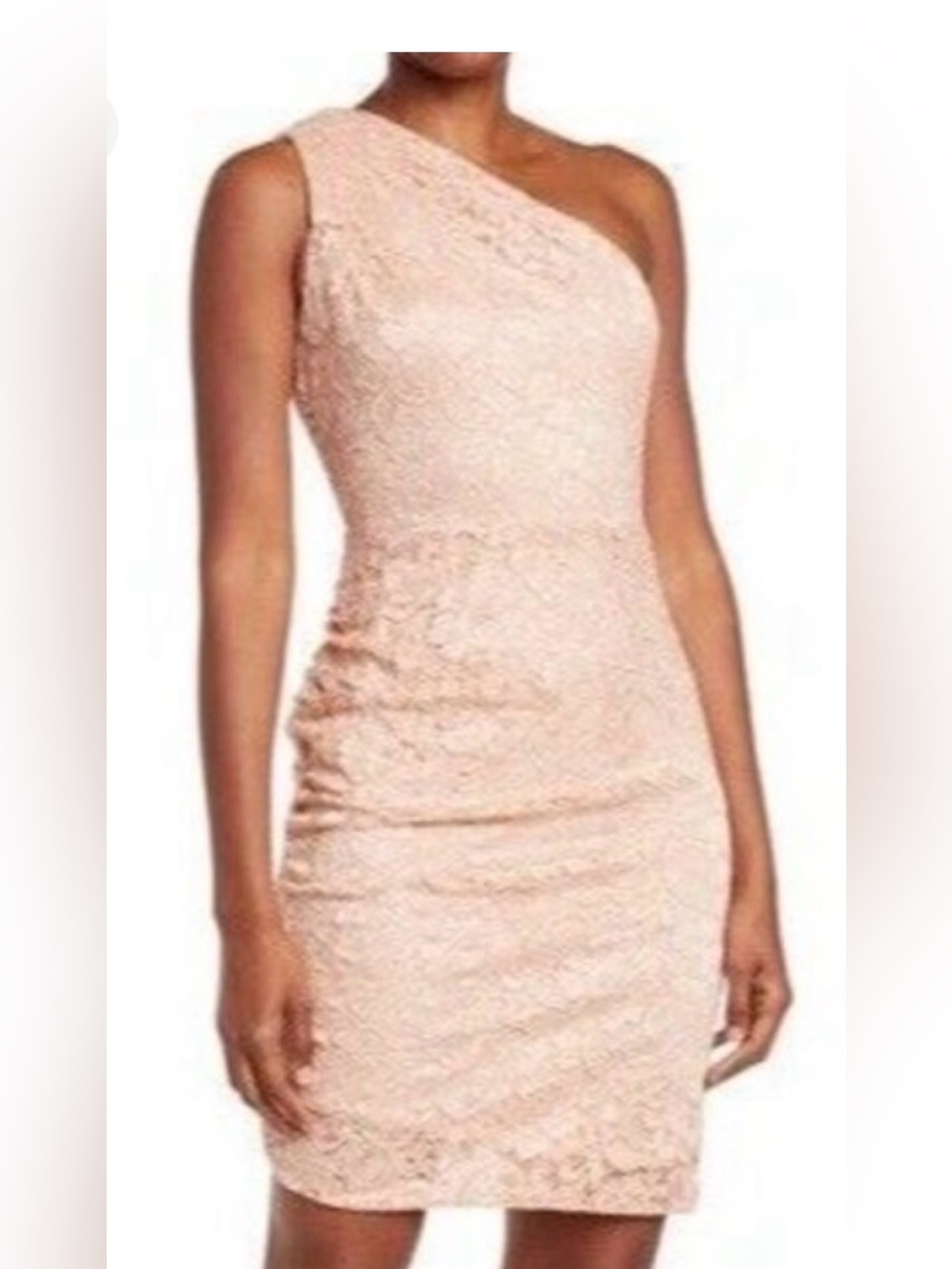 Sam Edelman One Shoulder Asymmetrical Floral Lace Dress Size 6 Light Pink/Peach